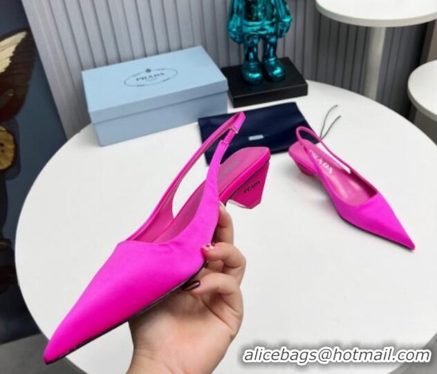 Unique Style Prada Satin Slingback Pumps 4cm Dark Pink 202066 