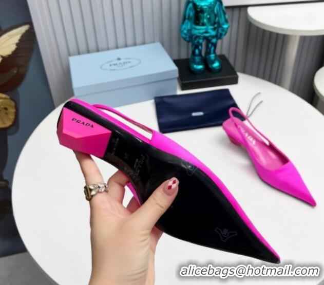 Unique Style Prada Satin Slingback Pumps 4cm Dark Pink 202066 