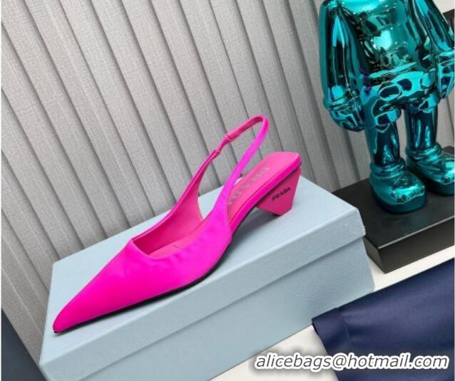 Unique Style Prada Satin Slingback Pumps 4cm Dark Pink 202066 