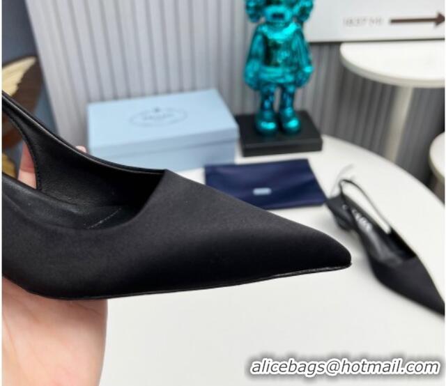 Low Price Prada Satin Slingback Pumps 4cm Black 202070