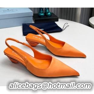 Most Popular Prada Satin Slingback Pumps 4cm Orange 202071