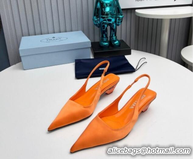 Most Popular Prada Satin Slingback Pumps 4cm Orange 202071