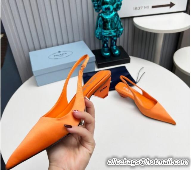 Most Popular Prada Satin Slingback Pumps 4cm Orange 202071