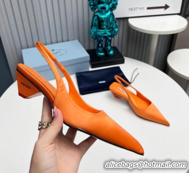 Most Popular Prada Satin Slingback Pumps 4cm Orange 202071