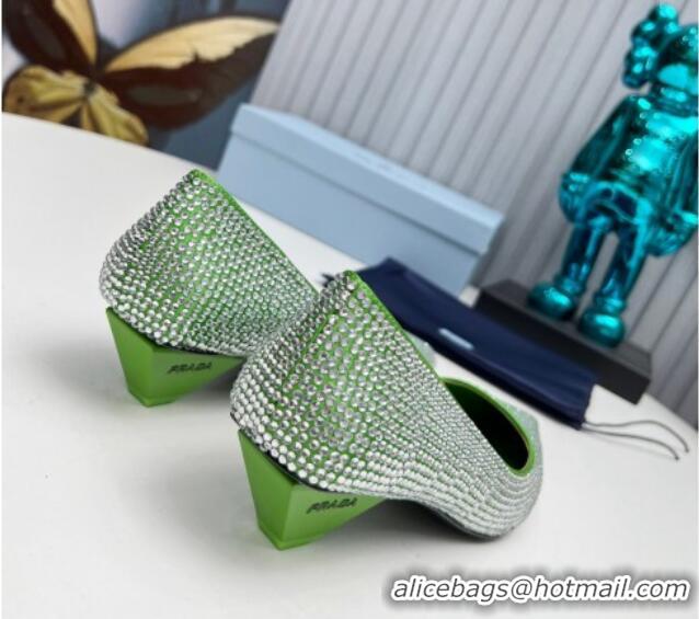 Shop Duplicate Prada Satin Pumps 4cm with Crystals Green 204004