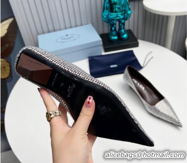 Purchase Prada Satin Pumps 4cm with Crystals Brown 204006