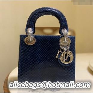 Famous Brand Dior Mini Lady Dior Bag in Python Leather CD2116 Deep Blue 2023