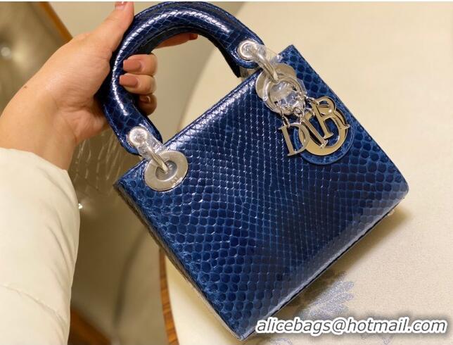 Famous Brand Dior Mini Lady Dior Bag in Python Leather CD2116 Deep Blue 2023