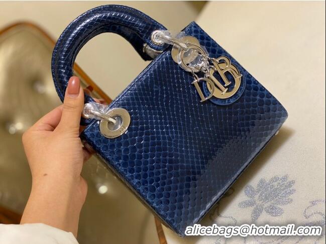 Famous Brand Dior Mini Lady Dior Bag in Python Leather CD2116 Deep Blue 2023