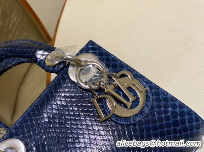 Famous Brand Dior Mini Lady Dior Bag in Python Leather CD2116 Deep Blue 2023