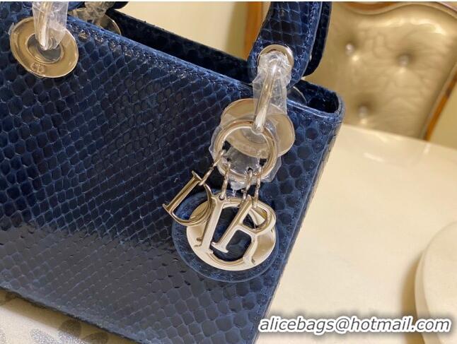 Famous Brand Dior Mini Lady Dior Bag in Python Leather CD2116 Deep Blue 2023