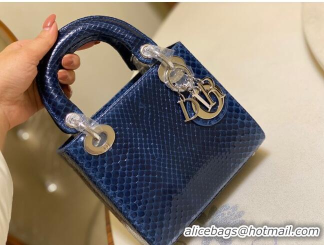 Famous Brand Dior Mini Lady Dior Bag in Python Leather CD2116 Deep Blue 2023