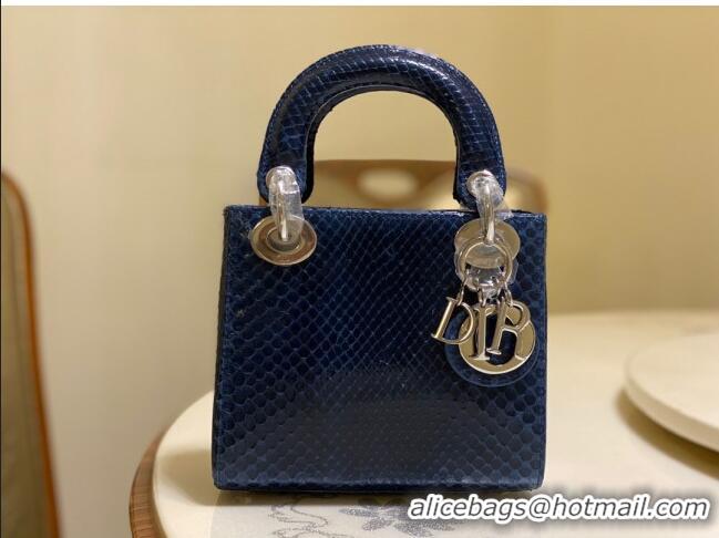 Famous Brand Dior Mini Lady Dior Bag in Python Leather CD2116 Deep Blue 2023