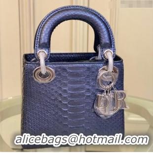 Good Taste Dior Mini Lady Dior Bag in Python Leather CD2116 Blue 2023