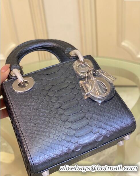 Good Taste Dior Mini Lady Dior Bag in Python Leather CD2116 Blue 2023