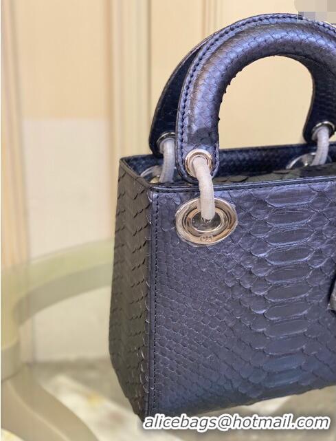 Good Taste Dior Mini Lady Dior Bag in Python Leather CD2116 Blue 2023