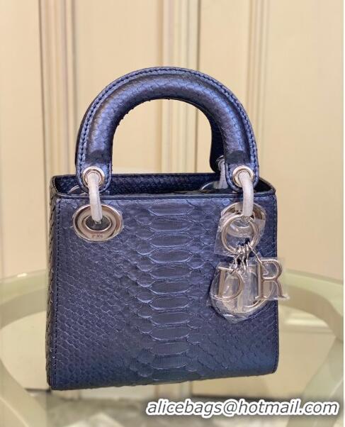 Good Taste Dior Mini Lady Dior Bag in Python Leather CD2116 Blue 2023