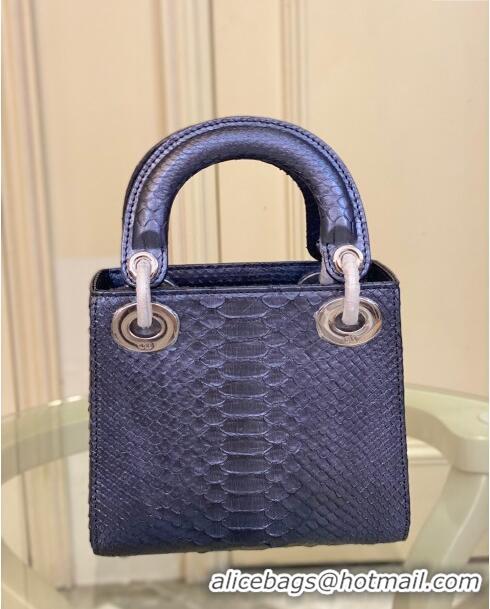 Good Taste Dior Mini Lady Dior Bag in Python Leather CD2116 Blue 2023