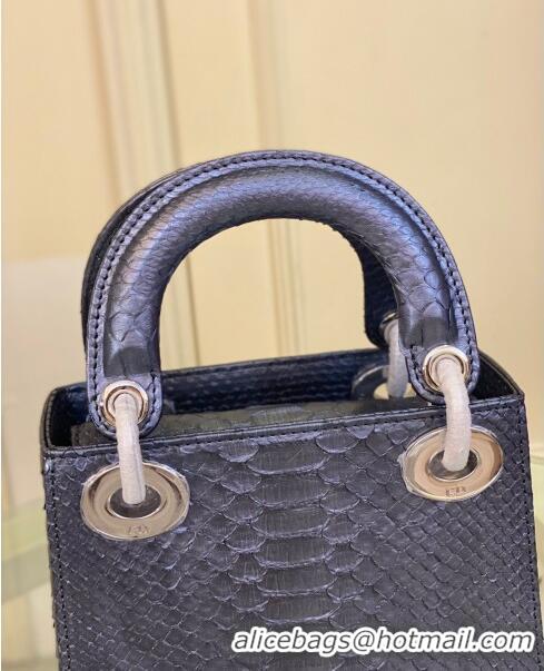 Good Taste Dior Mini Lady Dior Bag in Python Leather CD2116 Blue 2023