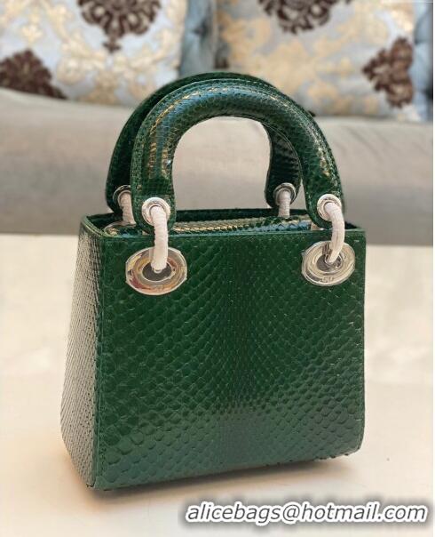 Hot Sell Cheap Dior Mini Lady Dior Bag in Python Leather CD2116 Green 2023