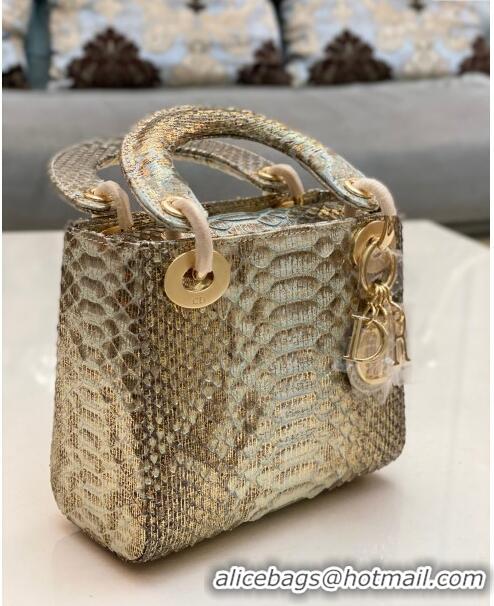 Buy Fashionable Dior Mini Lady Dior Bag in Python Leather CD2116 Gold/Grey 2023