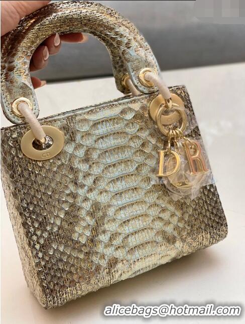 Buy Fashionable Dior Mini Lady Dior Bag in Python Leather CD2116 Gold/Grey 2023