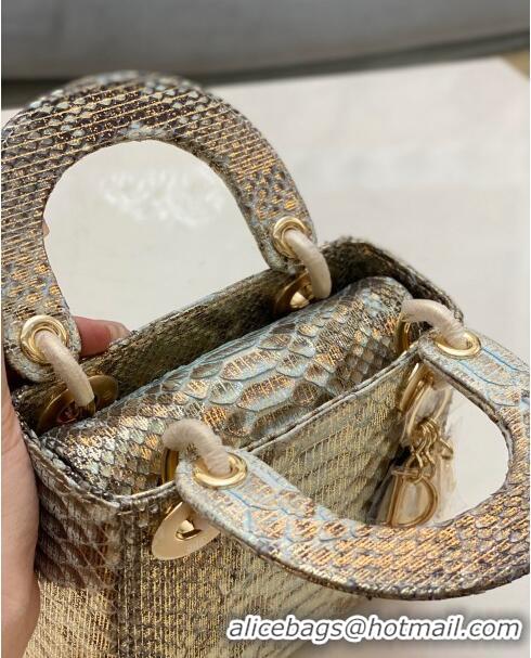 Buy Fashionable Dior Mini Lady Dior Bag in Python Leather CD2116 Gold/Grey 2023