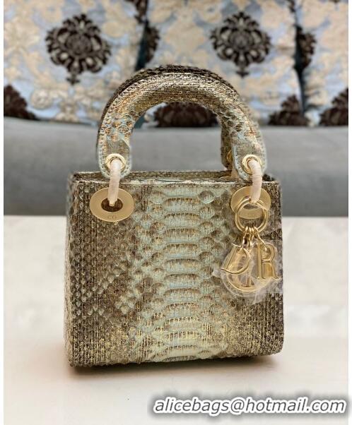 Buy Fashionable Dior Mini Lady Dior Bag in Python Leather CD2116 Gold/Grey 2023