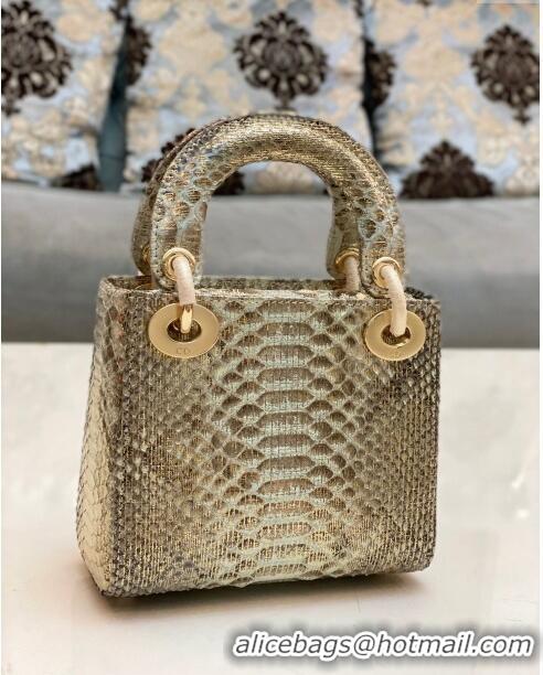 Buy Fashionable Dior Mini Lady Dior Bag in Python Leather CD2116 Gold/Grey 2023