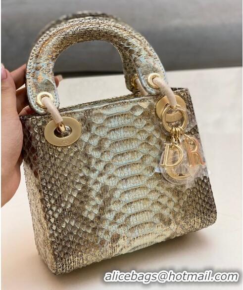 Buy Fashionable Dior Mini Lady Dior Bag in Python Leather CD2116 Gold/Grey 2023