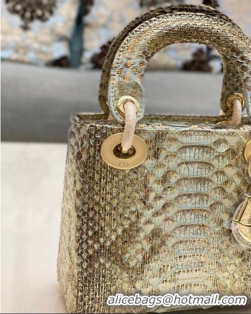 Buy Fashionable Dior Mini Lady Dior Bag in Python Leather CD2116 Gold/Grey 2023