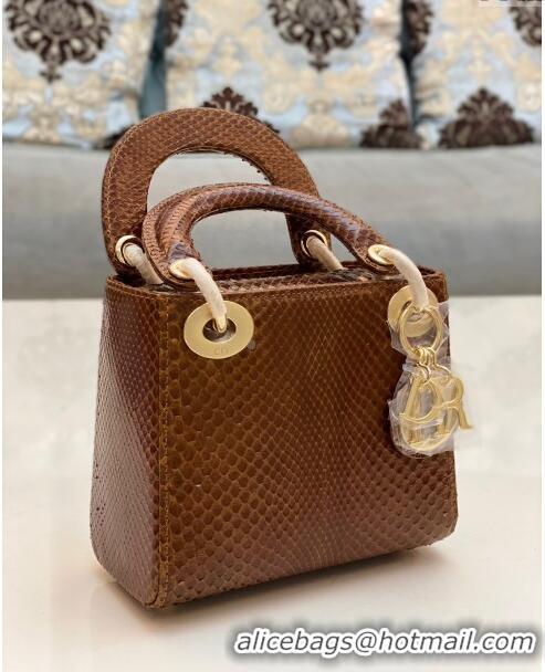 Trendy Design Dior Mini Lady Dior Bag in Python Leather CD2116 Brown 2023