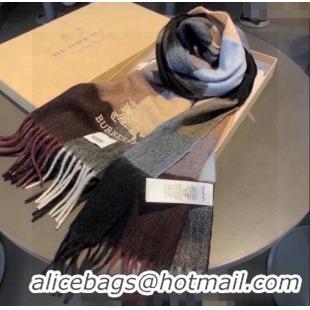 Famous Brand Burberry Check Cashmere Scarf with Knight Logo 35x180cm BR122101 Grey 2023