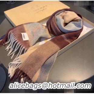 Well Crafted Burberry Check Cashmere Scarf with Knight Logo 35x180cm BR122101 Brown 2023