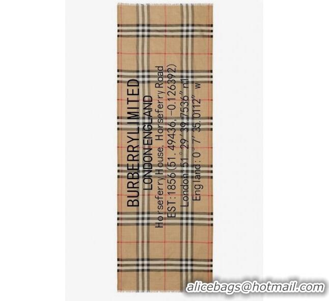 Grade Cheapest Burberry Limited Check Scarf 90x200cm B1221 Beige 2023