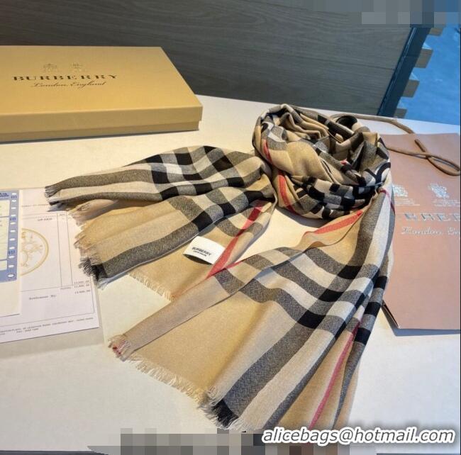 Grade Cheapest Burberry Limited Check Scarf 90x200cm B1221 Beige 2023