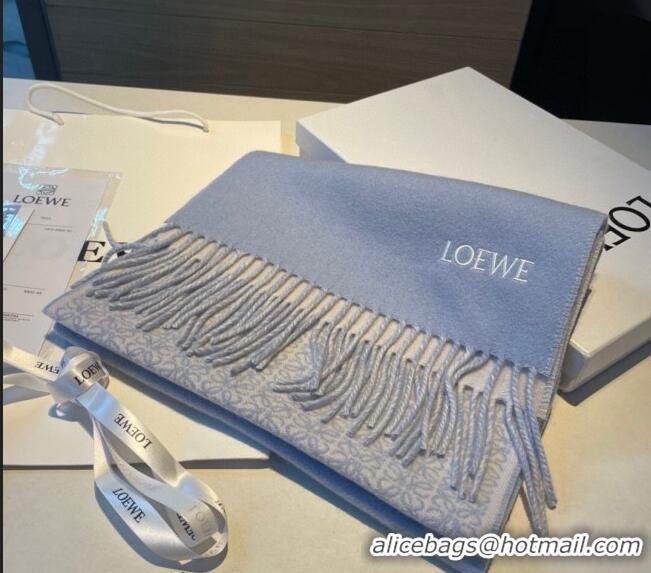 Best Price Loewe Wool Cashmere Scarf 30x180cm LE122101 Light Blue 2023