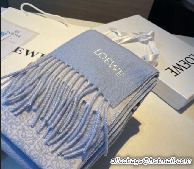 Best Price Loewe Wool Cashmere Scarf 30x180cm LE122101 Light Blue 2023