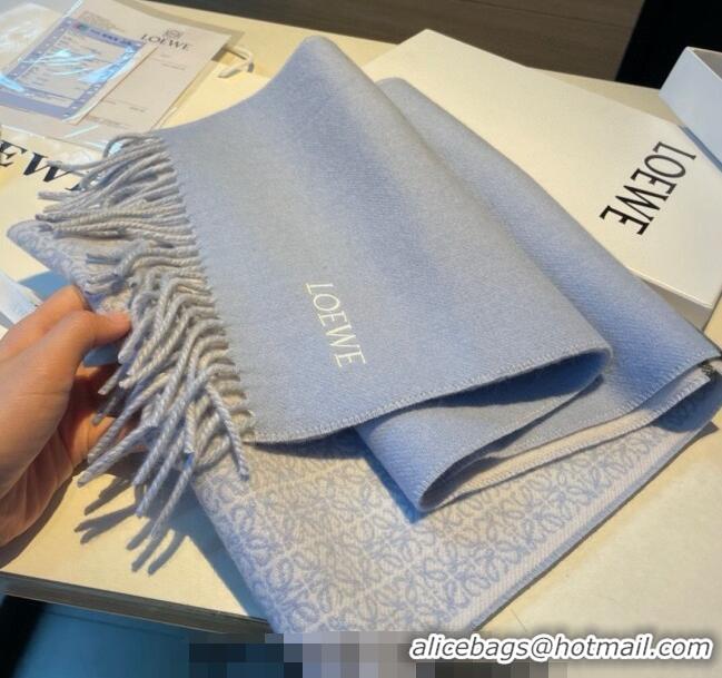 Best Price Loewe Wool Cashmere Scarf 30x180cm LE122101 Light Blue 2023