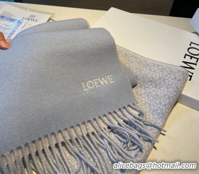 Best Price Loewe Wool Cashmere Scarf 30x180cm LE122101 Light Blue 2023