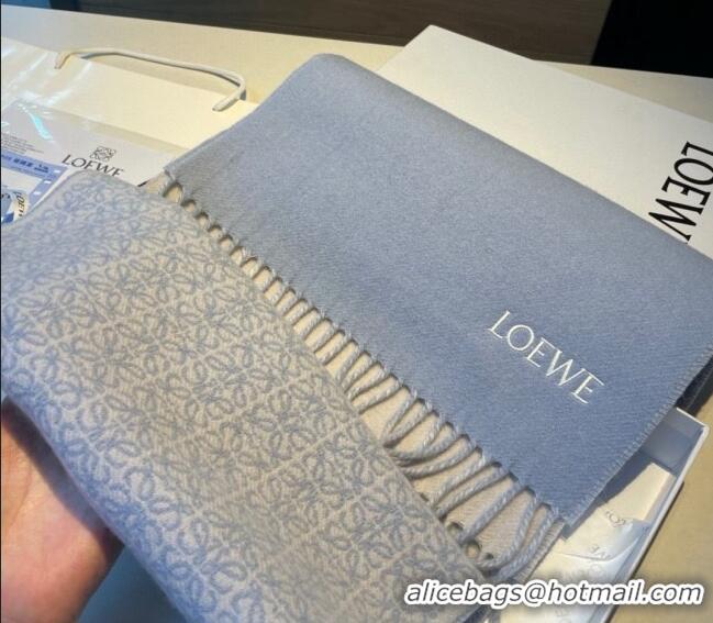 Best Price Loewe Wool Cashmere Scarf 30x180cm LE122101 Light Blue 2023