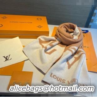 Low Cost Louis Vuitton Knit Cashmere Long Scarf 32x180cm LV122101 White/Brown 2023