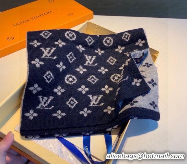 Shop Best Louis Vuitton Monogram Denim Cashmere Shawl Scarf 30x180cm LV122102 Dark Blue 2023