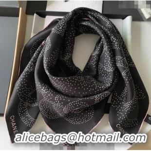 Pretty Style Chanel Silk Sqaure Scarf 90x90cm CH122101 Black 2023