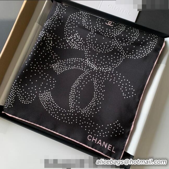 Pretty Style Chanel Silk Sqaure Scarf 90x90cm CH122101 Black 2023