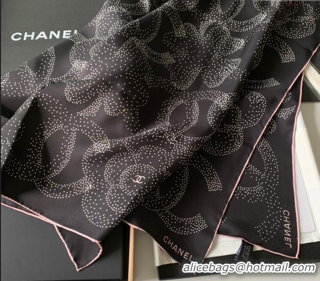 Pretty Style Chanel Silk Sqaure Scarf 90x90cm CH122101 Black 2023