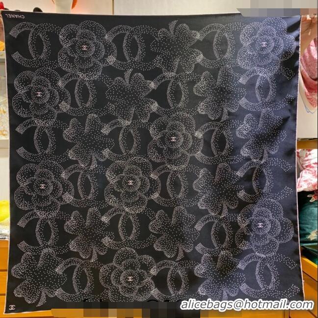 Pretty Style Chanel Silk Sqaure Scarf 90x90cm CH122101 Black 2023