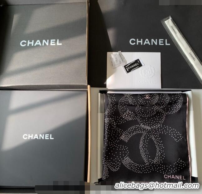 Pretty Style Chanel Silk Sqaure Scarf 90x90cm CH122101 Black 2023