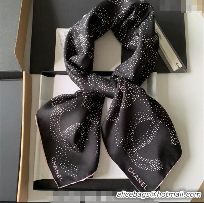 Pretty Style Chanel Silk Sqaure Scarf 90x90cm CH122101 Black 2023