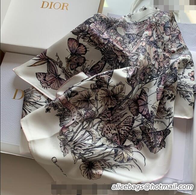 Pretty Style Dior Butterfly Silk Sqaure Scarf 90x90cm DR122101 Pink 2023